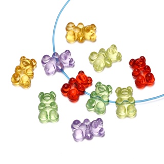 ST.KUNKKA 10件帶孔亞克力透明小熊珠子吊墜果凍熊珠子用於DIY珠寶製作手鍊項鍊禮物
