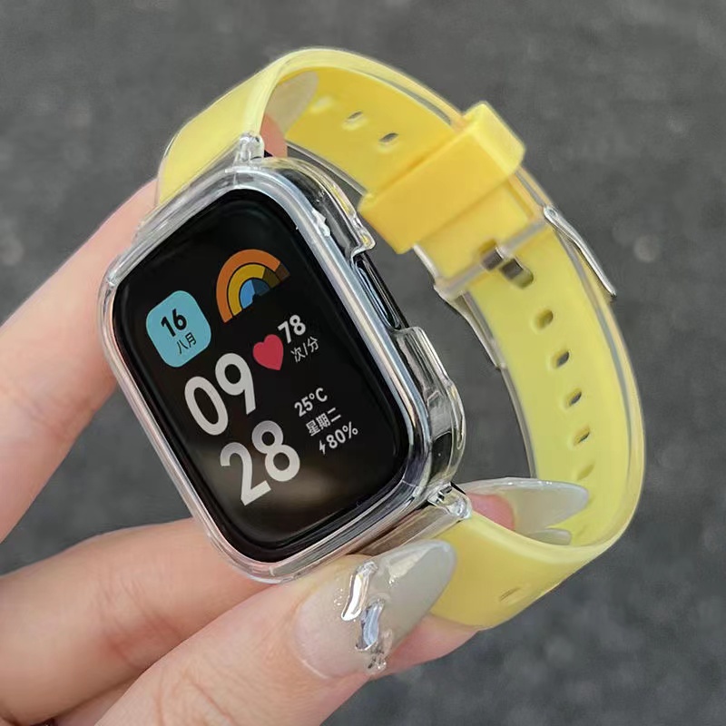 Redmi watch4智能手錶透明雙色矽膠錶帶 使用於小米手錶 紅米4/3 小米手錶超值版 果凍矽膠替換腕帶