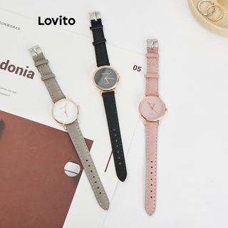 Lovito 女士休閒普通基本款石英手錶 L69AD059 (粉紅色/駝色/黑色)