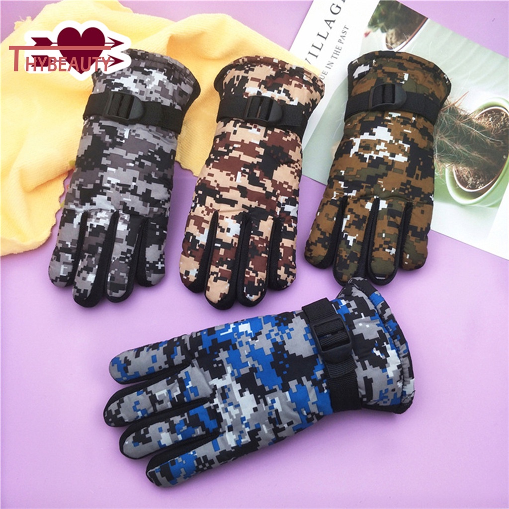 【TB】1 雙抓絨運動手套卡通防風全指套兒童冬季手套