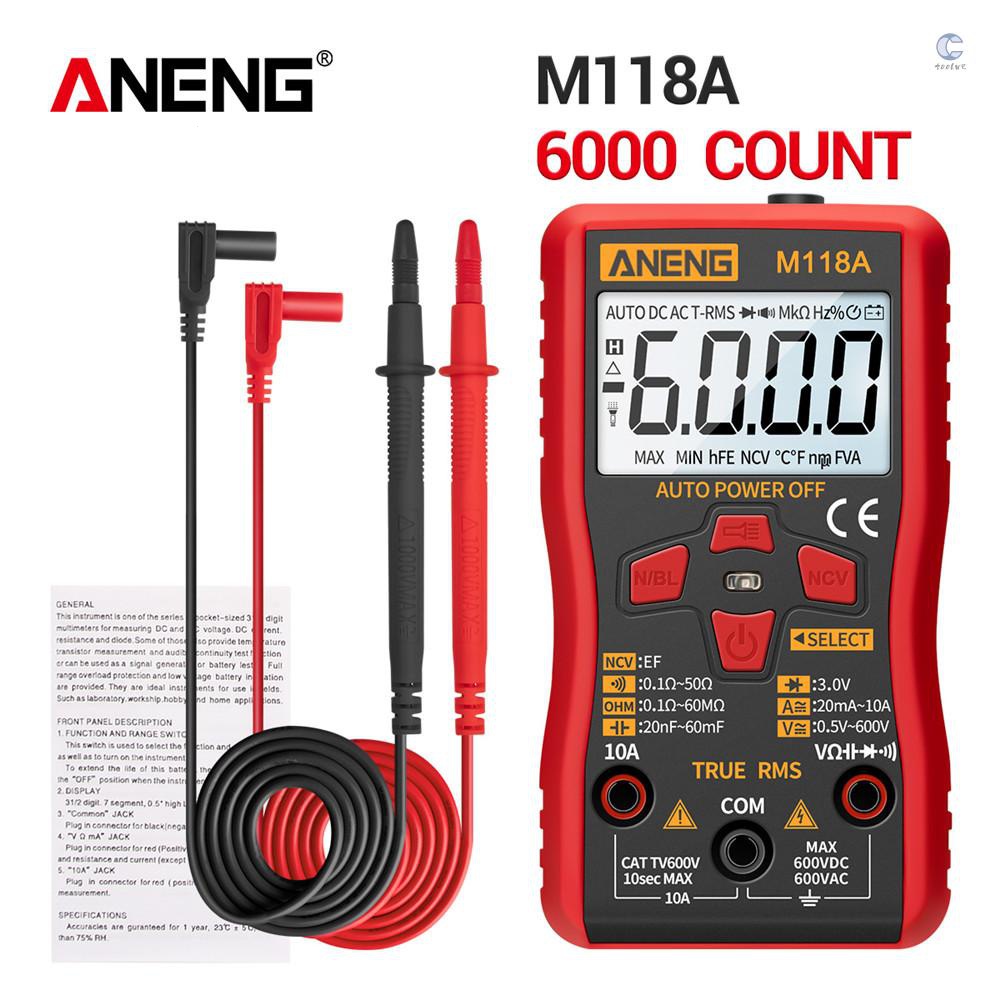 ANENG M118a 自動量程數字萬用表高精度 TRMS 6000 計數電壓電流歐姆電容二極管多功能
