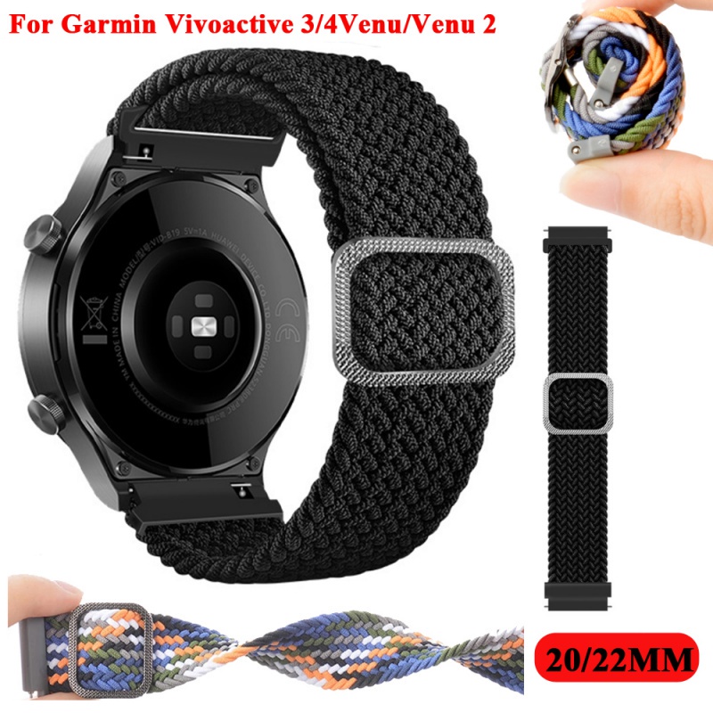 20 22mm尼龍錶帶適用於佳明Garmin Vivoactive 3/4 Venu 2/Forerunner 645
