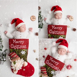新生兒耶誕睡袋攝影道具 寶寶滿月照拍攝服裝 寶寶耶誕節禮物袋 拍照道具 寶寶拍照背景布 嬰兒拍照背景 寫真道具 造型服裝