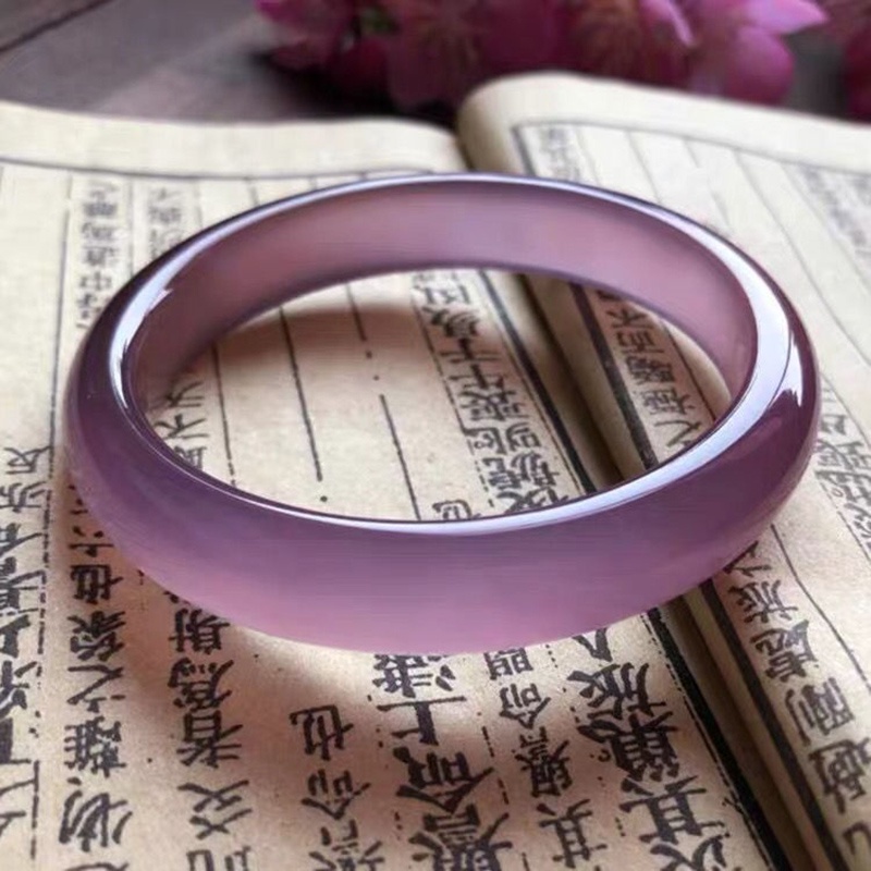 天然冰玉髓手鐲 紫色瑪瑙鐲子 精品玉石手環
