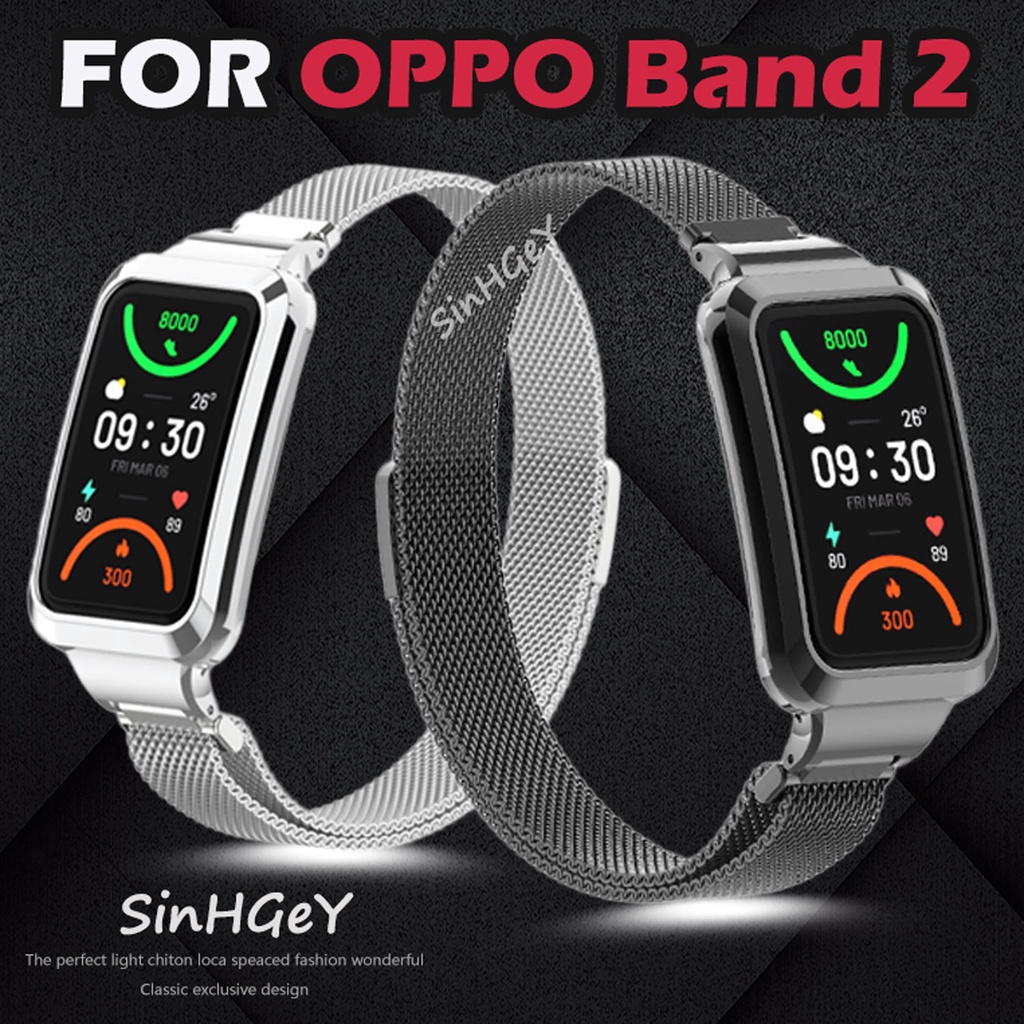 適用於 OPPO Band 2 錶帶金屬不銹鋼 OPPO 2 替換腕帶磁性錶帶