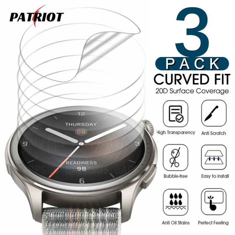 3 片兼容 Amazfit Balance 水凝膠膜 / 非玻璃軟 TPU 屏幕保護膜 / 防刮防指紋保護膜 / 高清透