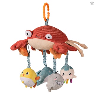 tumama嬰兒床推車吊飾 內置亞克力哈哈鏡 嬰兒毛絨玩具動物玩偶 TM257毛絨螃蟹套裝