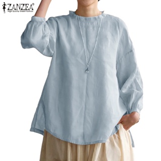 Zanzea 女式韓版休閒圓領長袖寬鬆純色襯衫