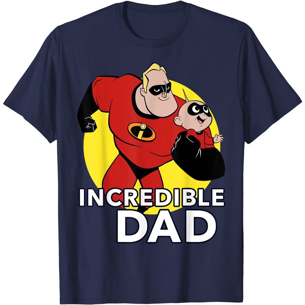 皮克斯動畫The Incredibles超人總動員（超能先生/彈力女超人/金鐘罩/衣夫人）圖案印花男士百分百純棉圓領短袖