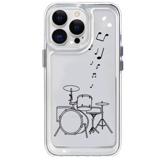 適用於 Iphone 15 14 13 12 11 Pro Max Note 音樂鼓套件套裝支架透明外殼適用於男孩女孩搞