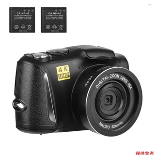 YOH 4K/60FPS 48MP 高分辨率數碼相機多功能便攜式 16 倍數碼變焦攝像機，帶 3.2 英寸 IPS 屏幕