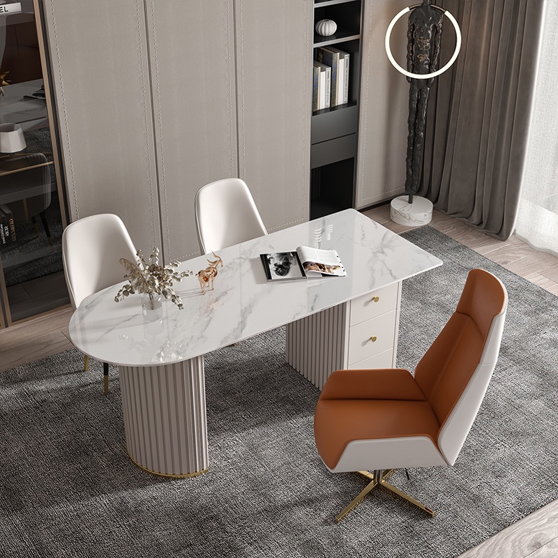『Royal_Furniture』輕奢岩板書桌台現代簡約小戶型高端意式電腦辦公桌醫美問診諮詢桌