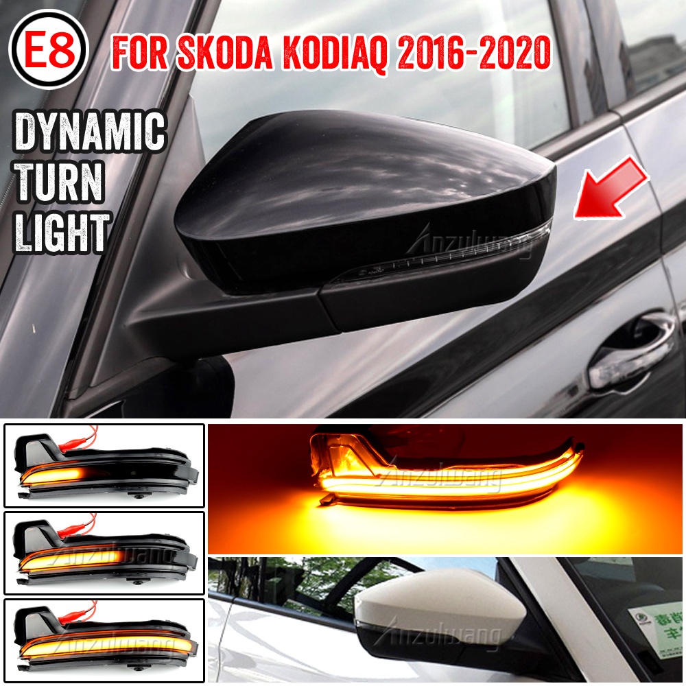 2 件 LED 動態轉向信號燈適用於斯柯達 Kodiaq Karoq 2017-20 側後視鏡順序燈中繼器指示燈閃爍器