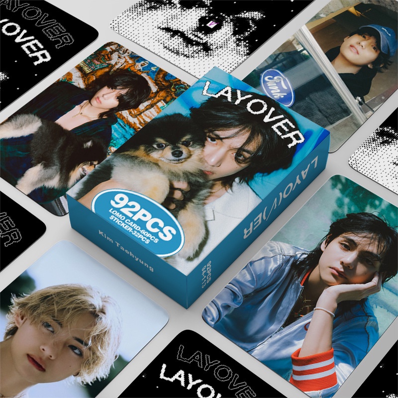 Bts V 專輯 Layover Photocard Lomo 卡片明信片貼紙 92pcs/box