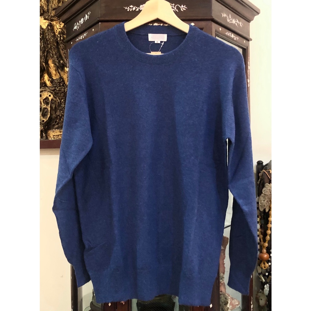 100%喀什米爾&lt;圓領&gt;羊毛衣. Cashmere. Pashmina RN-N藍灰 (M/L/XL)