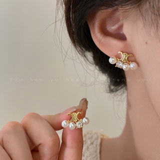 雙c字母珍珠耳環新款2023時尚精緻耳環