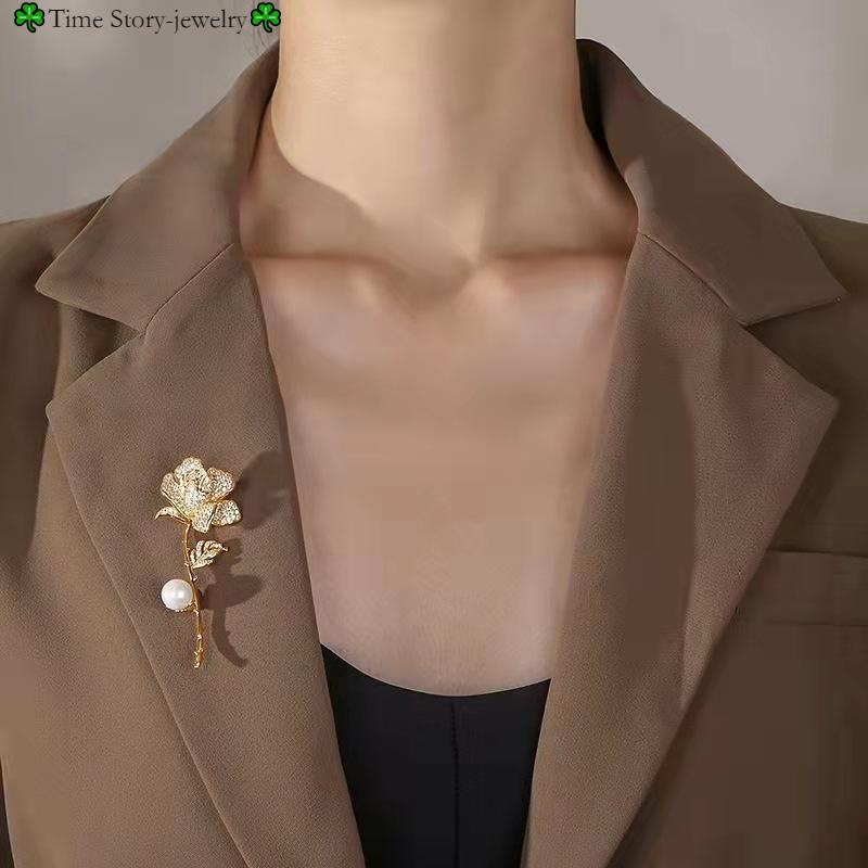 新款玫瑰碎花女式花朵簡單別針服裝配飾外套碎花別針百搭