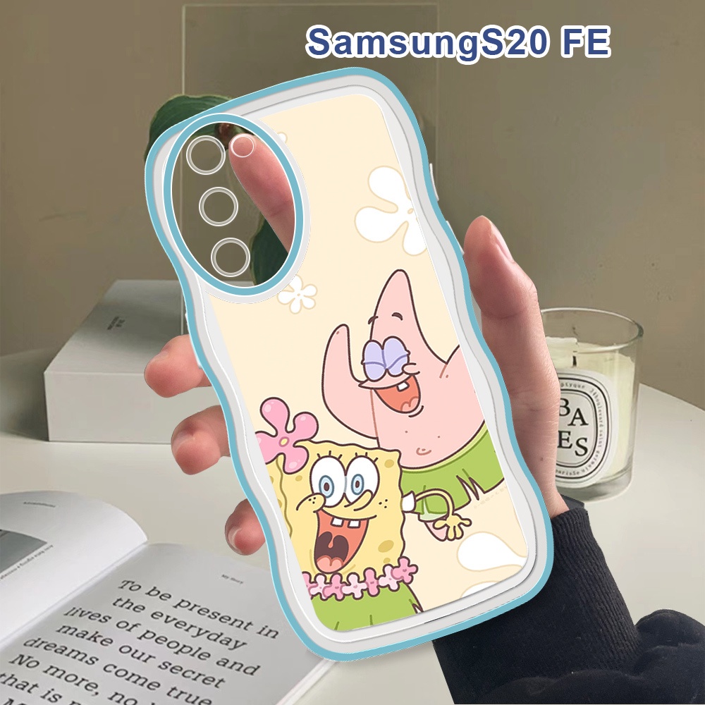 SAMSUNG 適用於三星 Galaxy S20 FE S20 Ultra S20 Plus 時尚軟波浪手機殼創意笑海綿
