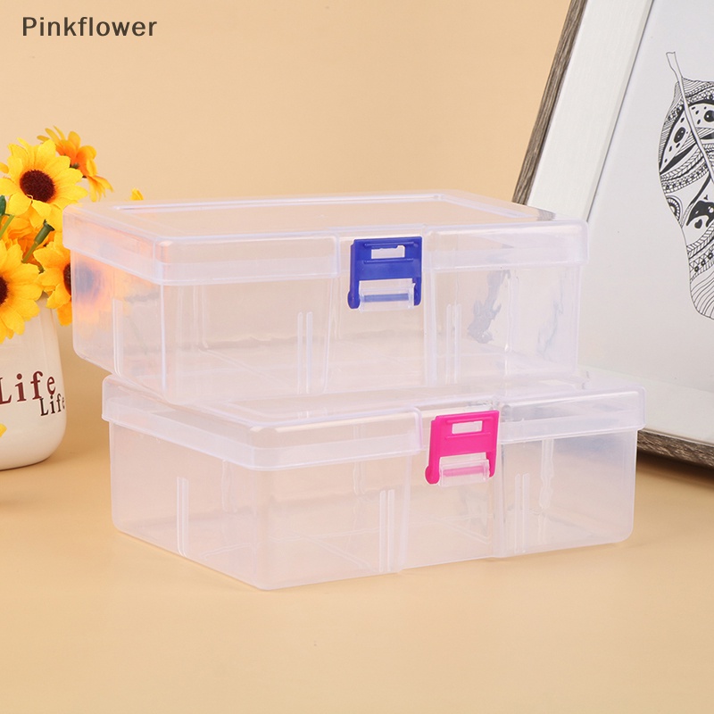 Pinkflower 透明元件螺絲收納盒首飾展示實用工具箱塑料容器盒工具箱螺絲縫紉盒電子元件五金工具箱 EN