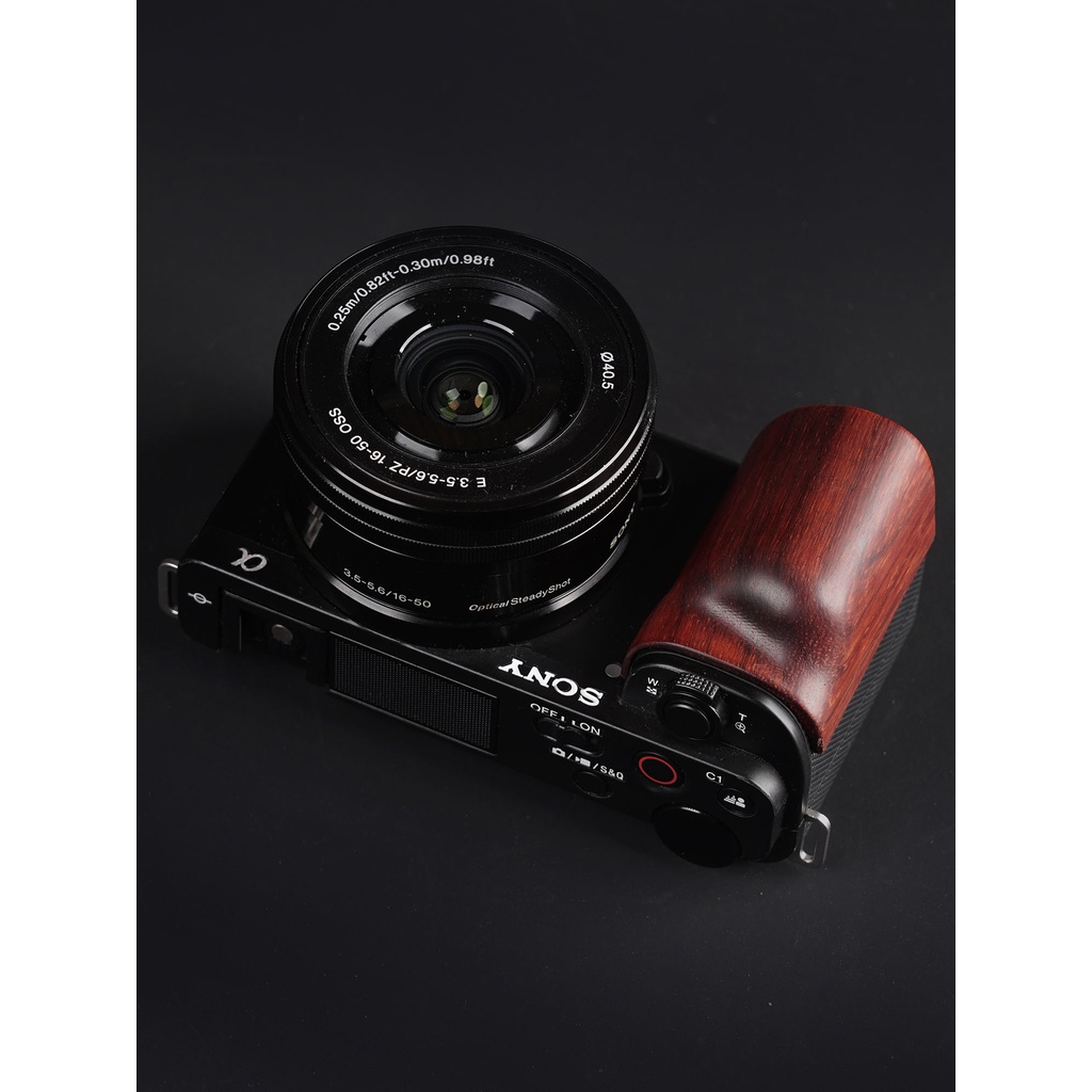 SonyZVE10相機實木把手 黑檀木保護握把 ZV-E10底座配件 輕量便攜