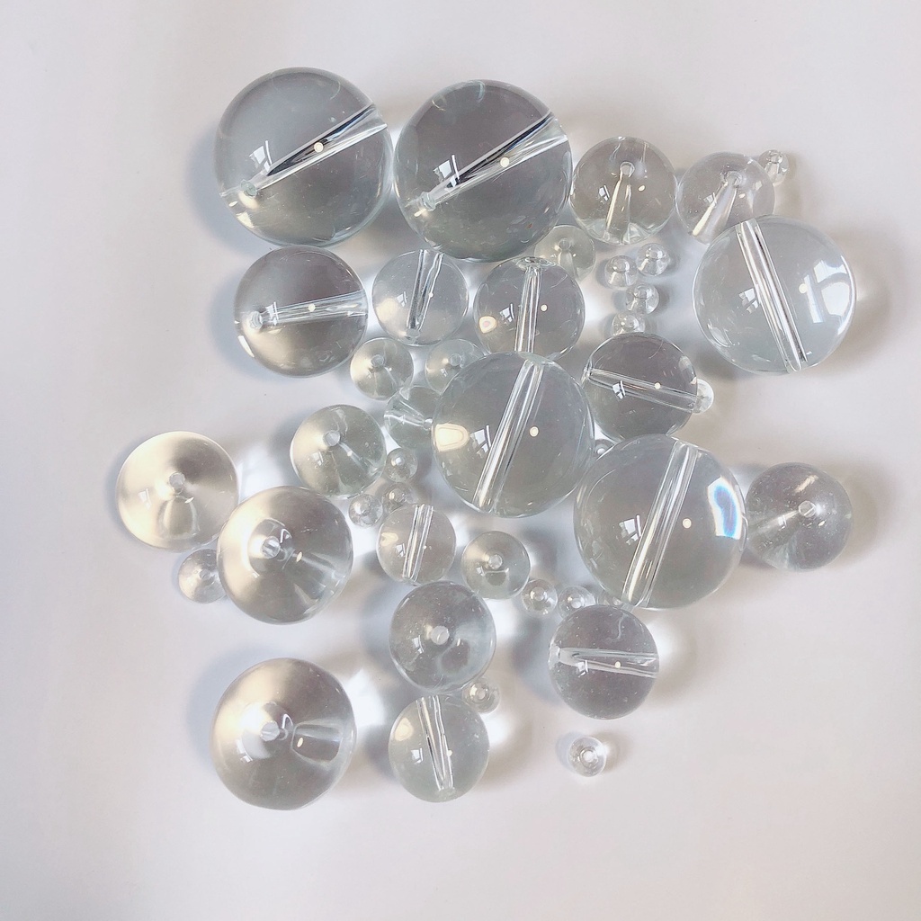 水晶透明白玻璃圓珠18~30mm帶孔散珠光珠工藝品飾品配件工廠批發