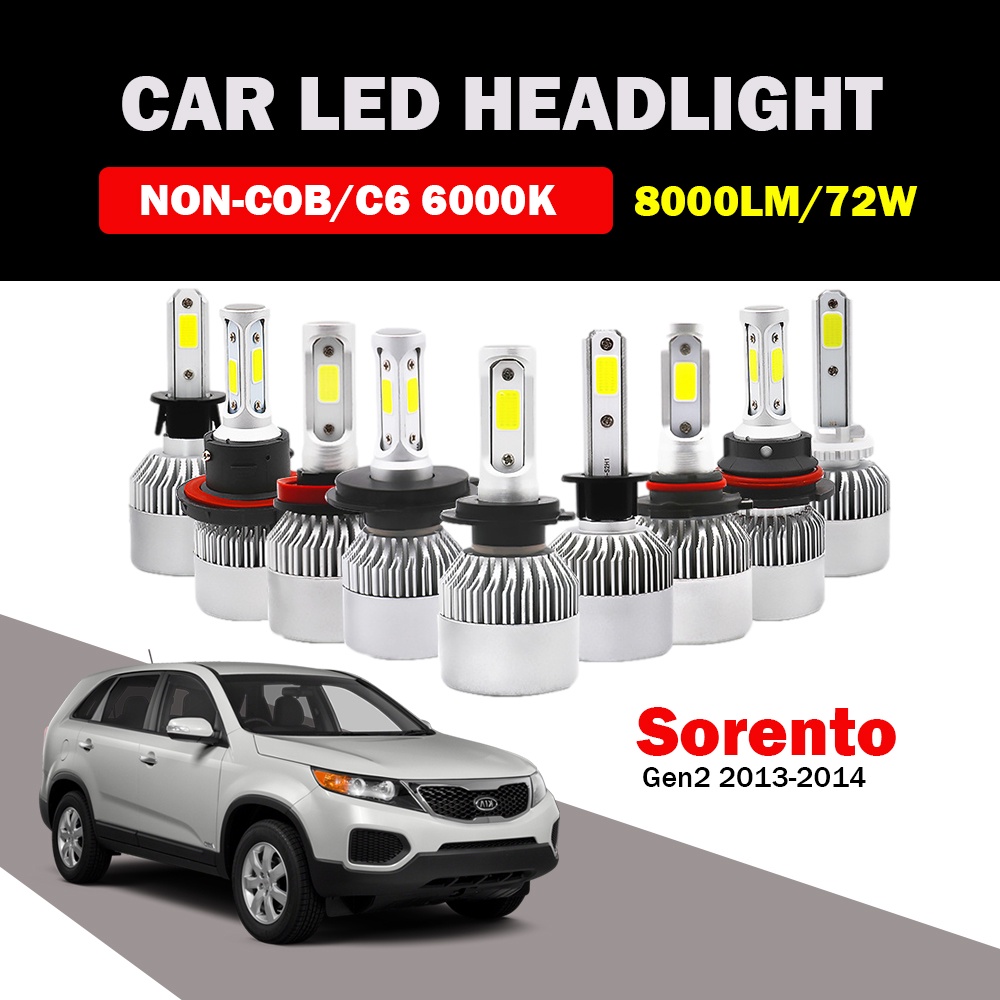 [2PCS] 適用於起亞 Sorento Gen2 2013-2014 LED 汽車大燈遠近光燈燈泡 8000LM 72