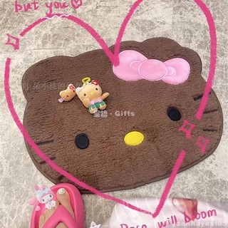 Home🤍可愛卡通夏威夷黑皮hellokitty地毯 衛生間地墊 kt貓地毯 宿舍腳墊 可愛地墊 卡通地毯 可愛地墊