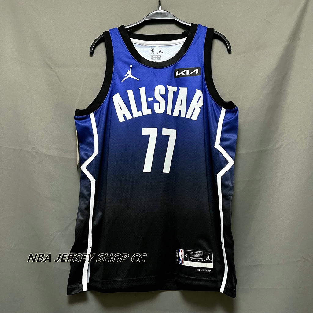 ALL STAR 男式全新原創達拉斯小牛隊 2023 NBA 全明星賽 #77 Luka Doncic 球衣藍色搖擺人熱