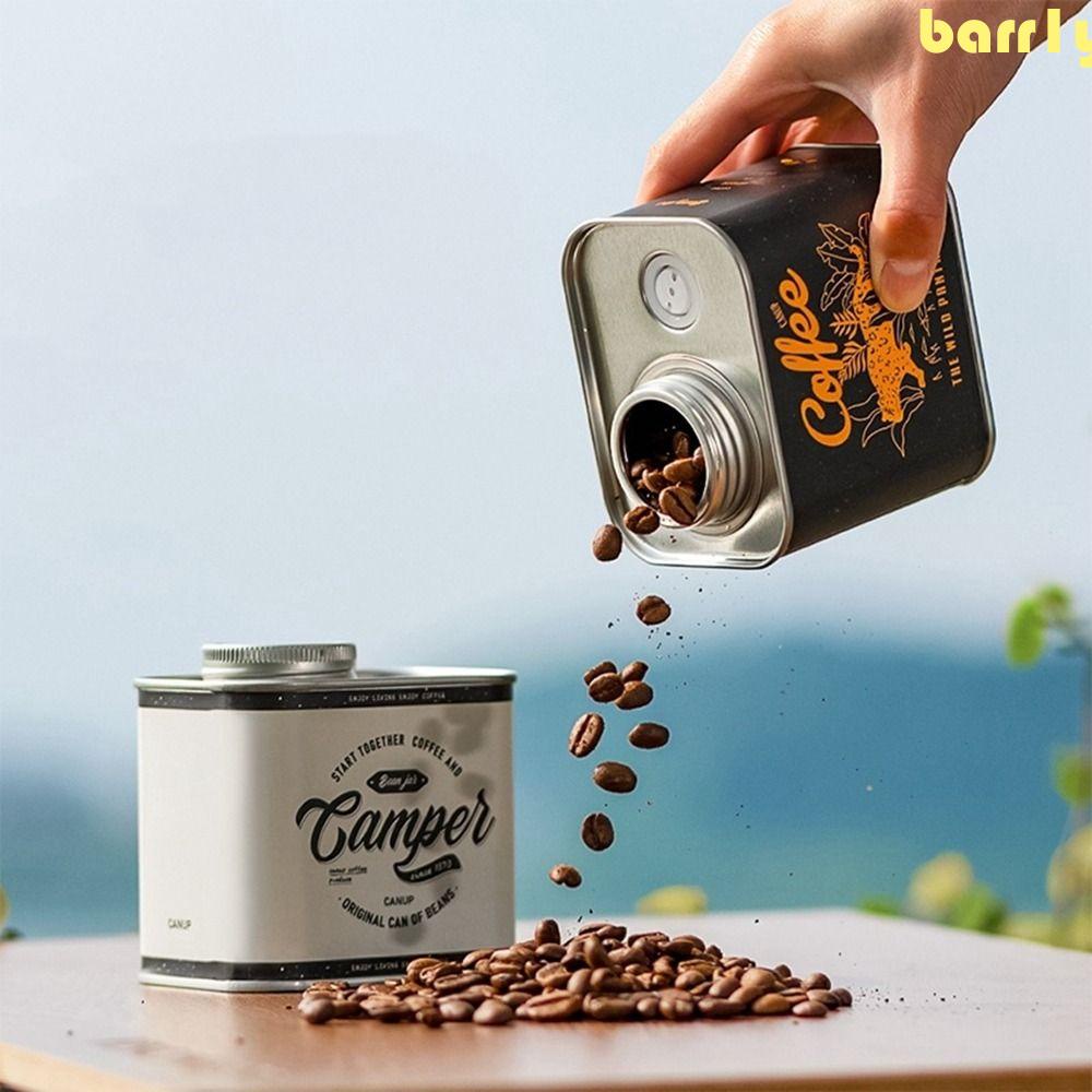 BARR1Y咖啡儲存容器,食品級150g咖啡豆罐,重量輕呼吸鐵便攜式咖啡豆密封罐戶外