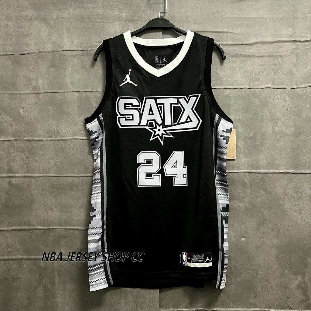 2022-23 男式全新原創 NBA 聖安東尼奧馬刺隊 #24 Devin Vassell 宣言版球衣熱壓黑色