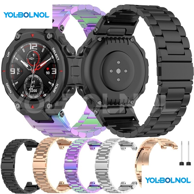 華米 Amazfit T-Rex Pro Amazfit T-Rex 錶帶不鏽鋼金屬錶帶運動智能手環 錶帶 原廠型
