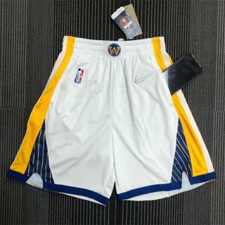 2021-22 全新原創 NBA 金州勇士隊籃球球衣男式短褲特價 Swingman 熱壓復古城市版白色配 75 週年銀鑽