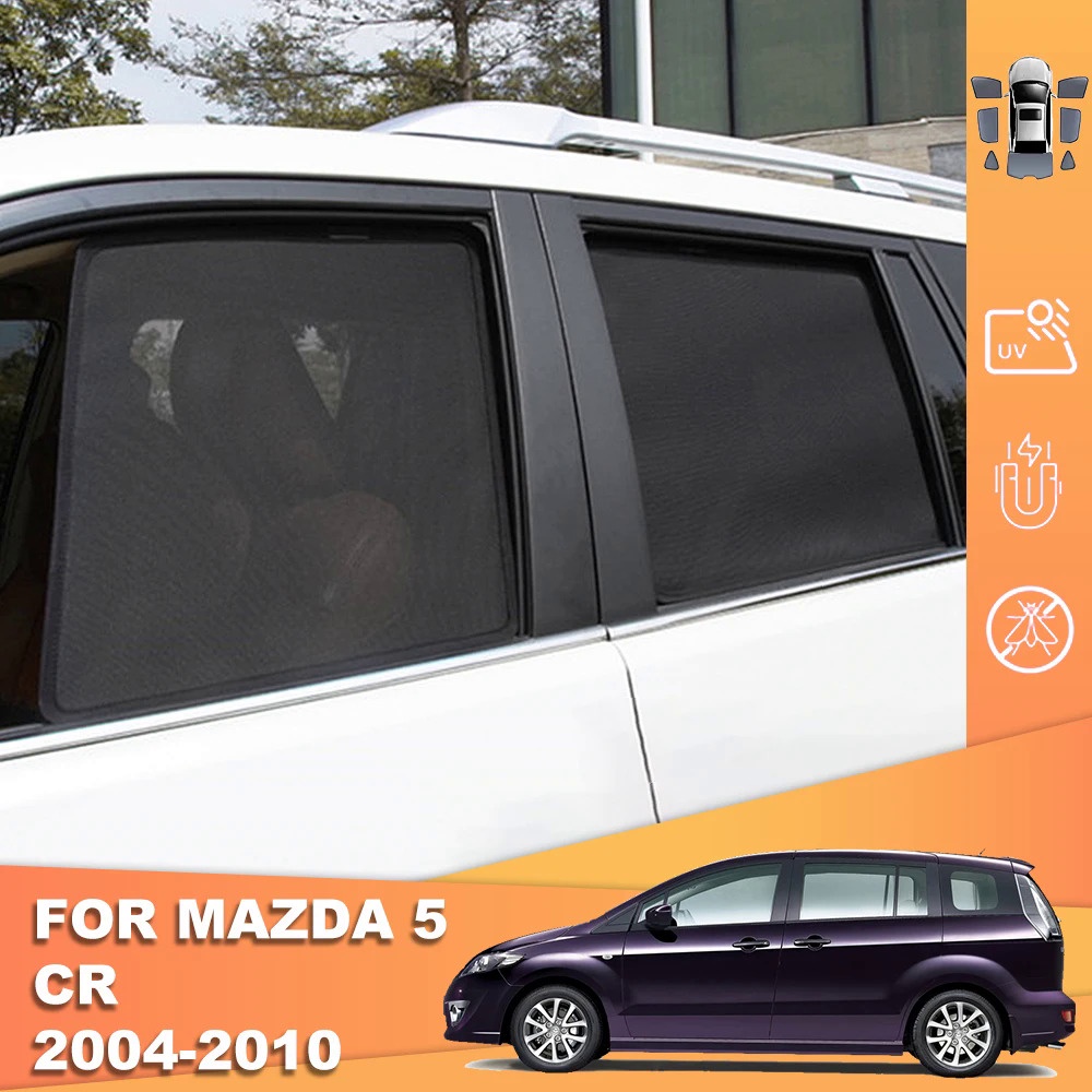 MAZDA 適用於馬自達 5 CR 2004-2010 Mazda5 磁性汽車遮陽板前擋風玻璃框架窗簾後側窗遮陽板