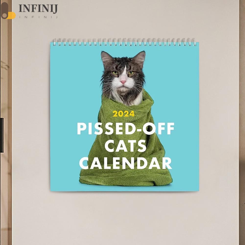 [infinij.tw] 2024年曆 PISSED CAT生氣貓日曆 卡通憤怒貓掛曆