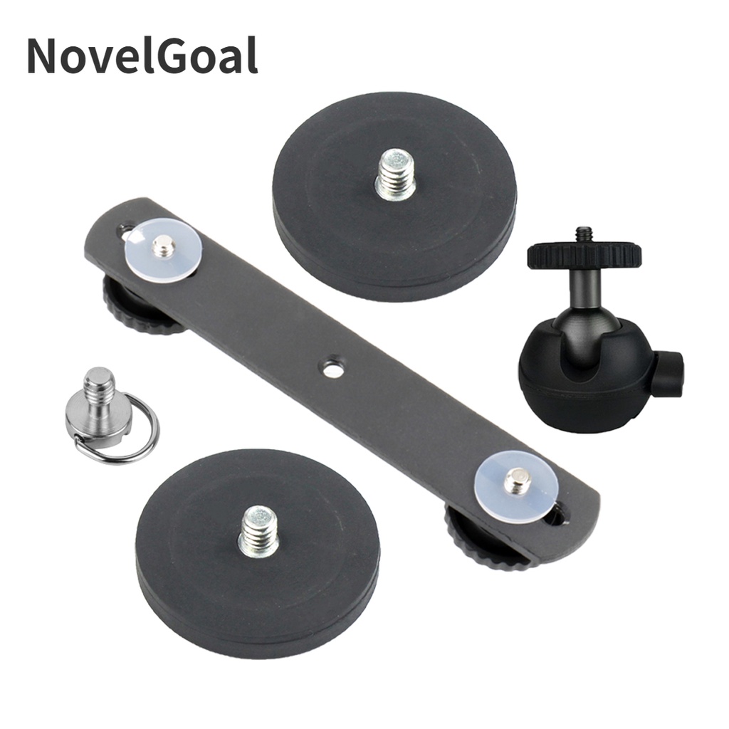 Novelgoal 磁性磁鐵汽車吸盤底座直徑 66 毫米/43 毫米 1/4 英寸三腳架適配器球頭適用於 GoPro 相