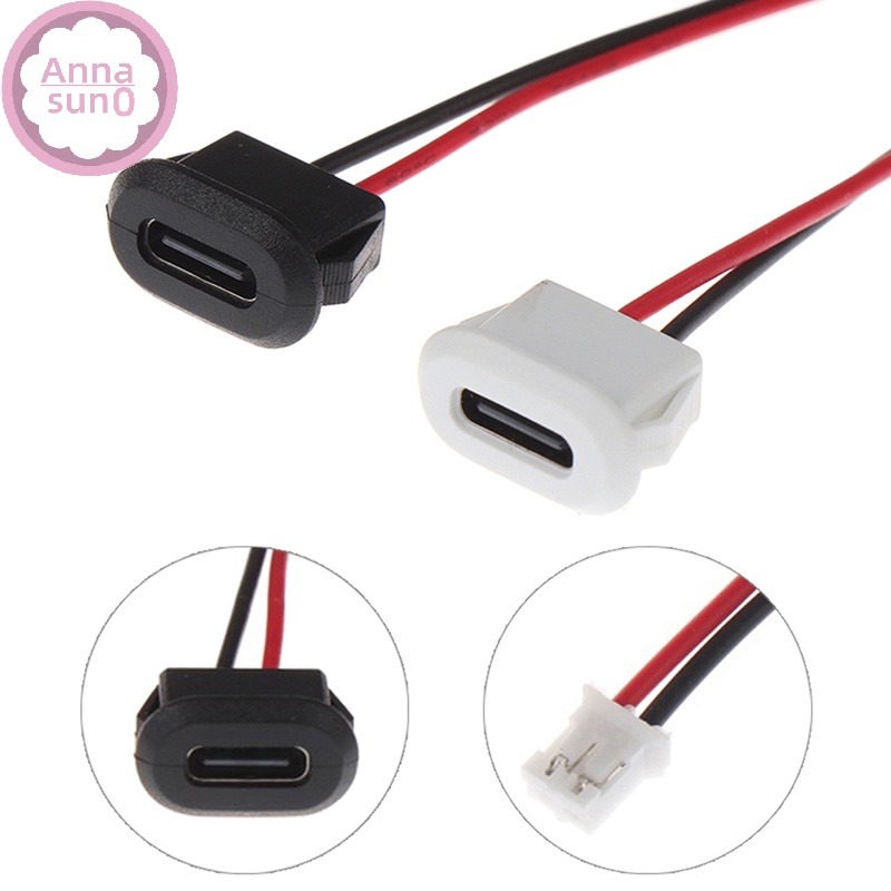 Annasun 2Pin USB-C型防水USB連接器直接壓縮母底座插座充電接口帶焊絲HG