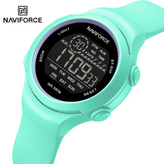 Naviforce NF7119 高品質女士手錶 5ATM 防水矽膠錶帶新款電子夜光手錶