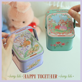 【現貨】【馬口鐵盒】鈴蘭花婚禮綠 Bunny lulu兔子手提鐵盒 喜糖盒子 創意糖果結婚禮盒