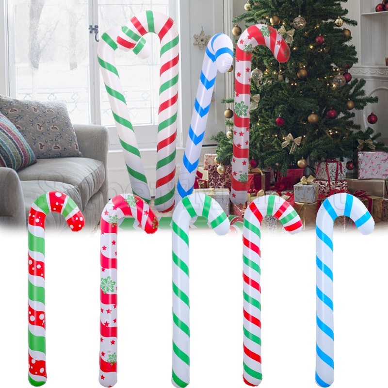 [精選] Merry Christmas 充氣拐杖 / 聖誕樹糖果手杖棒 / 聖誕老人氣球掛飾 / 戶外節日挂件道具 /