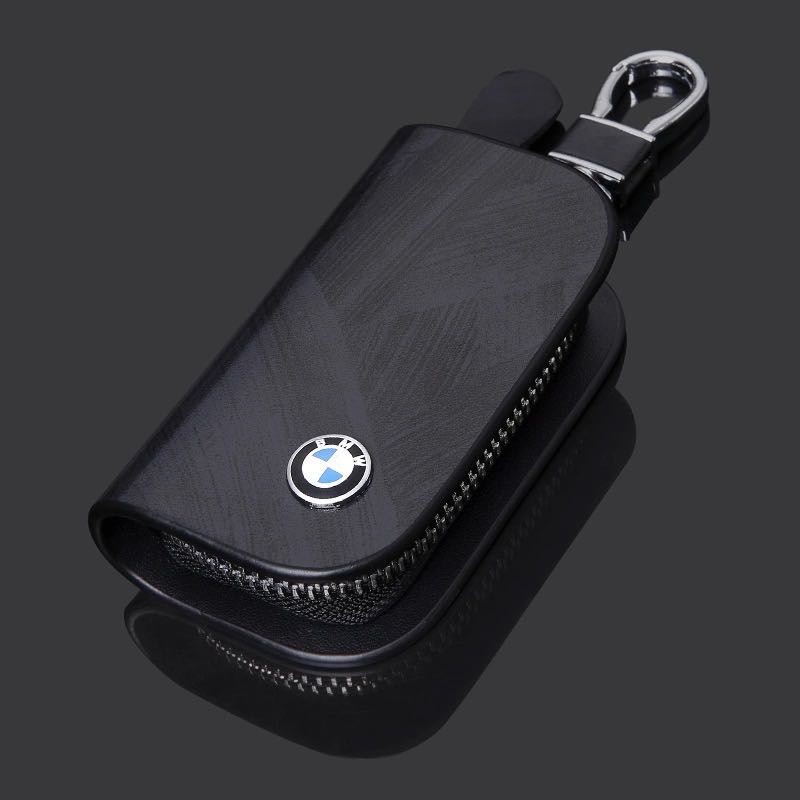 BMW 寶馬配件真皮汽車鑰匙套鑰匙圈持有人鑰匙鑰匙扣盒保護鑰匙拉鍊包錢包e90 e46 e30 e39