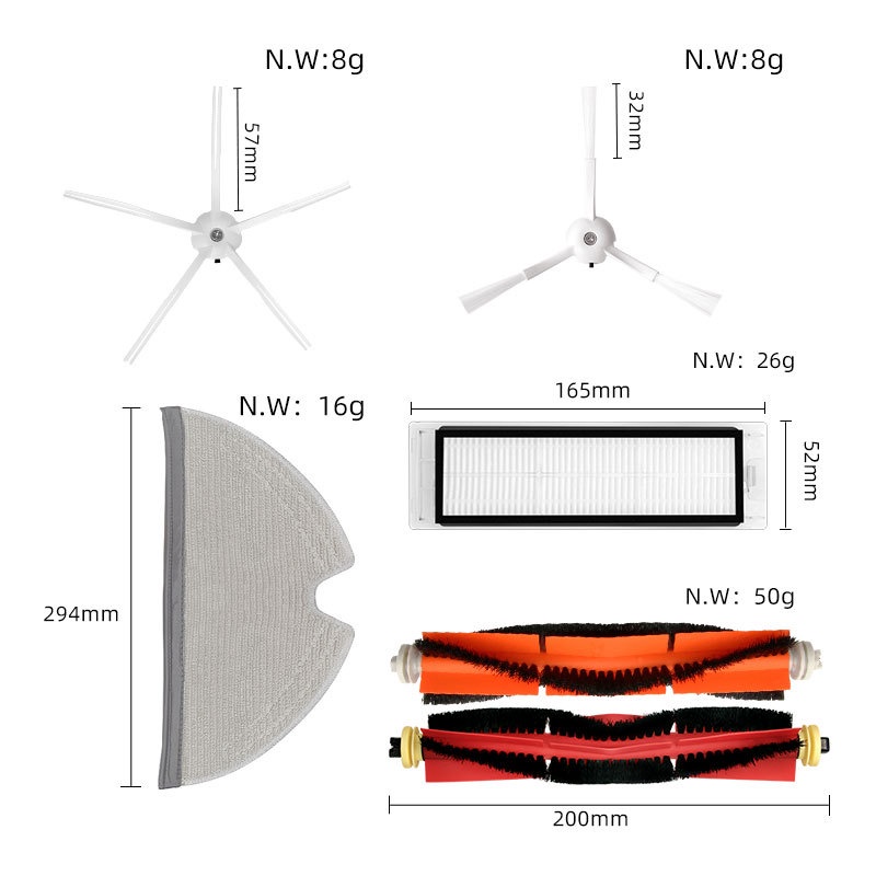 適用小米米家Roborock掃地機器人S50 S51 S6 S60邊刷主刷濾網抹布