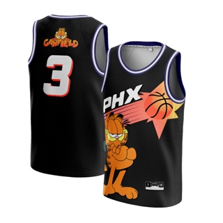 Hitam 加菲貓鳳凰太陽隊球衣 3 定制黑色搖擺人籃球 NBA T 恤