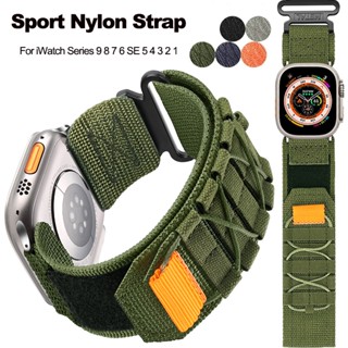 尼龍錶帶帆布運動魔術貼錶帶相容 Apple Watch Ultra 49mm 45mm 44mm 40mm 41 38