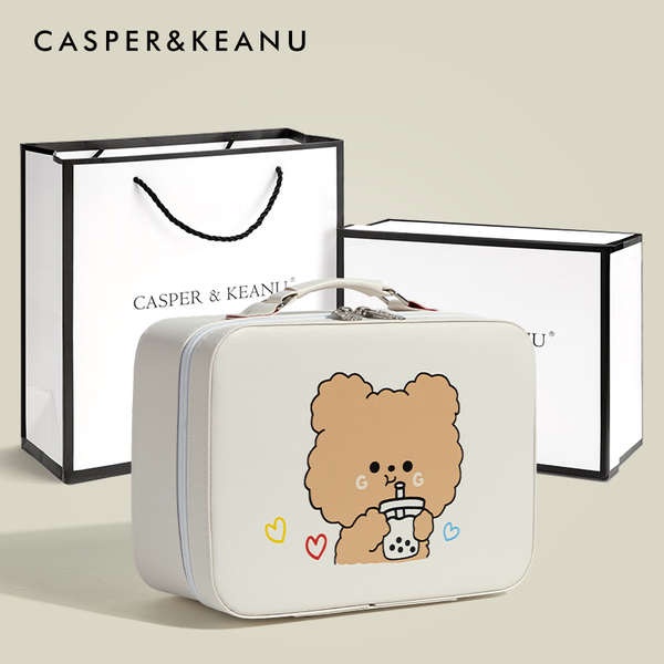 CASPER&amp;KEANU化妝包女2023新款便攜大容量手提箱可愛化妝品收納盒