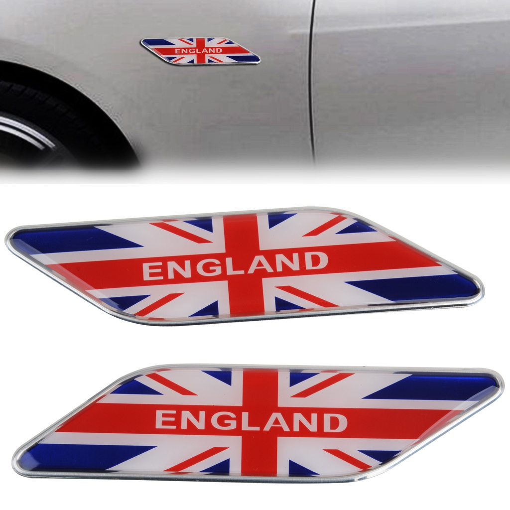 2 件裝金屬英國英國國旗汽車側擋泥板裙子標誌徽章貼紙貼花 ☆Westyle