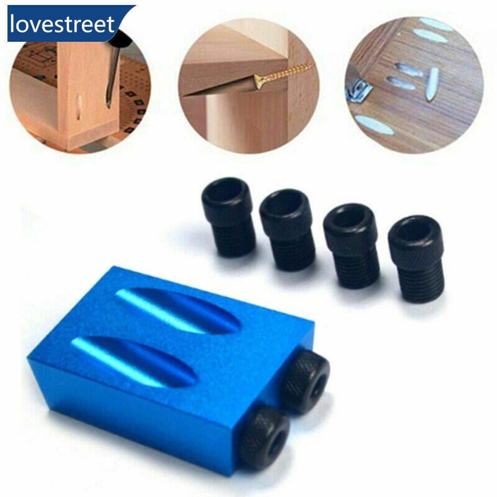 Lovestreet 14/7 件木工斜孔定位器鑽頭口袋孔夾具套件 15 度角鑽頭導向器套裝打孔器 DIY 木工工具 N