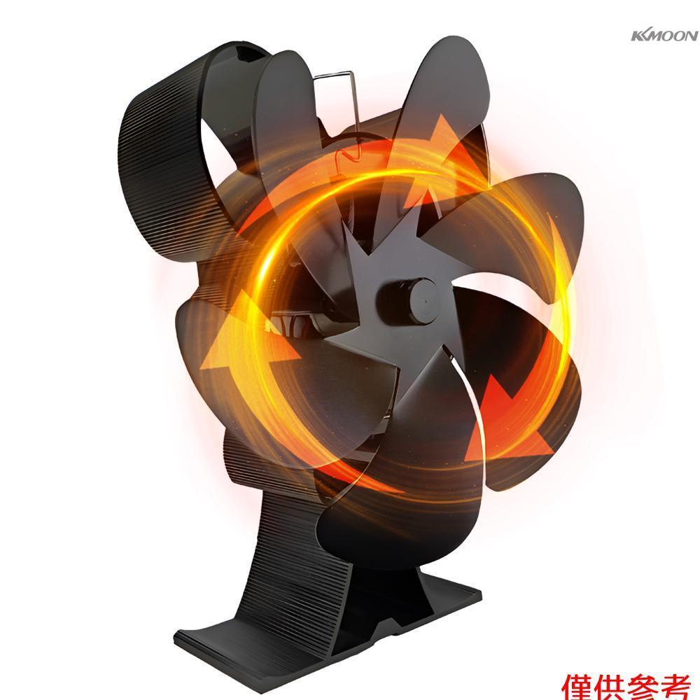 KKmoon LT420卡通老鼠高領底座壁爐風扇熱動力驅動風扇 6葉熱循環煤油爐取暖柴火爐自發電熱能風扇 亮黑色