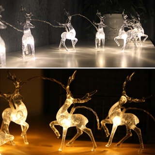 3m LED 燈串電池供電鹿聖誕裝飾燈 10LED 20LED 水晶麋鹿童話燈聖誕婚禮花環