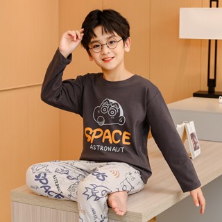 100-170CM 春秋季兒童精梳棉睡衣套裝 中大男童薄款長袖卡通家居服