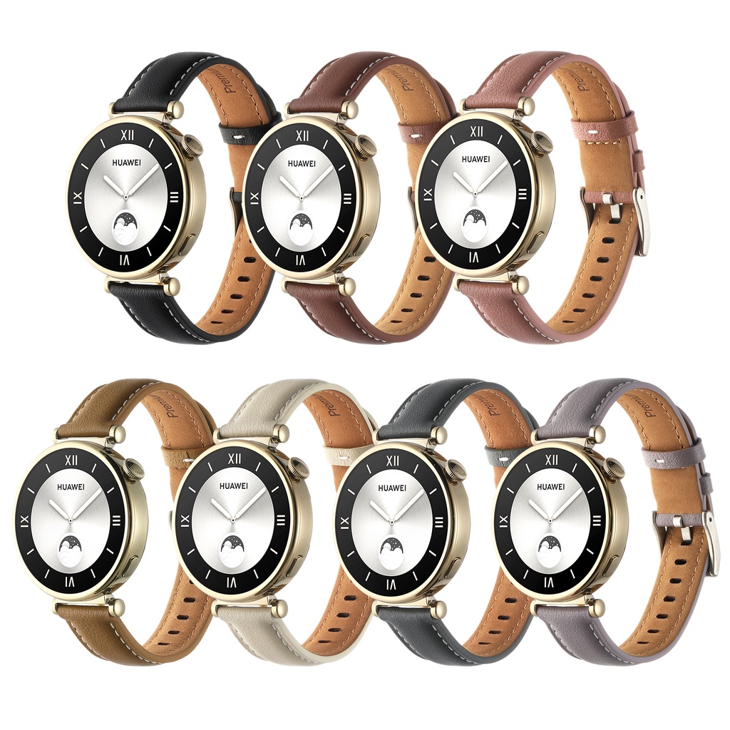 適用於18mm錶帶 尖尾車線真皮錶帶 適用於Huawei GT4/Watch 1/B5